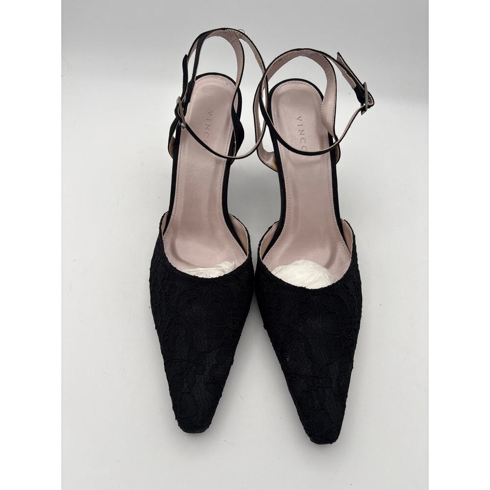 Women’s Vincci Size 7 Black Satin & Lace Strappy Heels